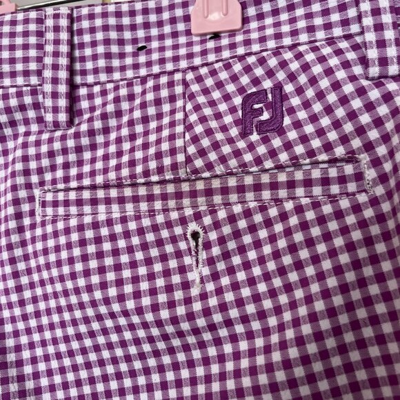 Footjoy Purple White Plaid Golf Chino Shorts Gingham Stretch Sports Mens Size 38 - Picture 6 of 9